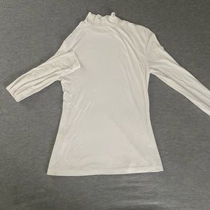White High-Neck Long Sleeve Shirt for Layering